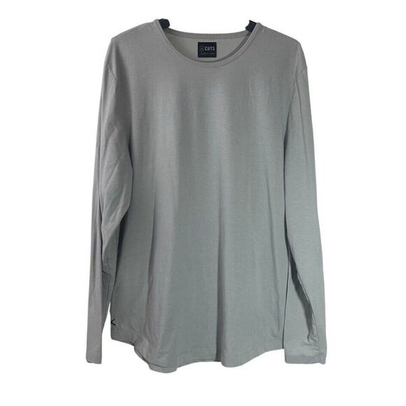 Cuts Clothing Shirt Mens XL Green Curve Hem Long Sleeve Crew Stretch Performance - Picture 1 of 10